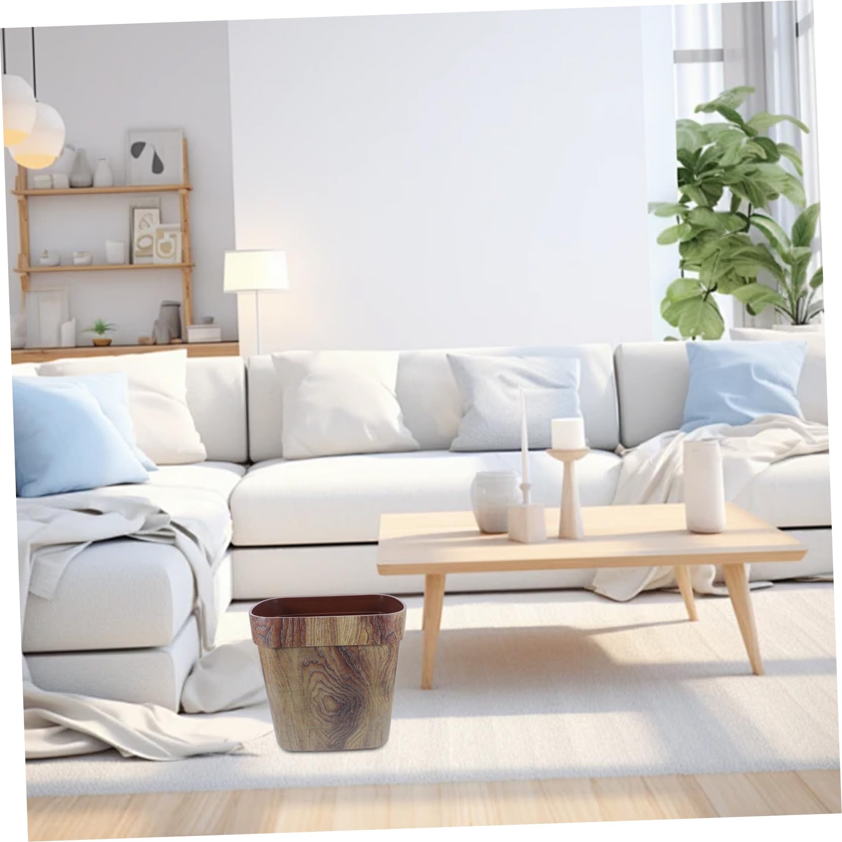 Cestino della Spazzatura a Forma Ellittica in Plastica Effetto Marmo | Design senza Coperchio, Bordo a Pressione Antiscivolo, per Bagno e Case Vacanza, Stile Semplice Moderno