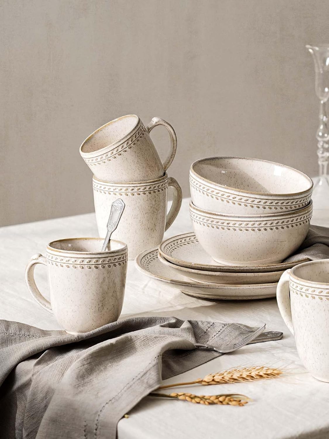 LE TAUCI Coffee Mugs Set of 6, 12 oz Ceramic Coffee Cups with Handle for Latte, Milk, Tea, Cappuccino, Mocha, Cocoa, Microwave Oven Dishwasher Safe - 3.6 inch, Birch image 5