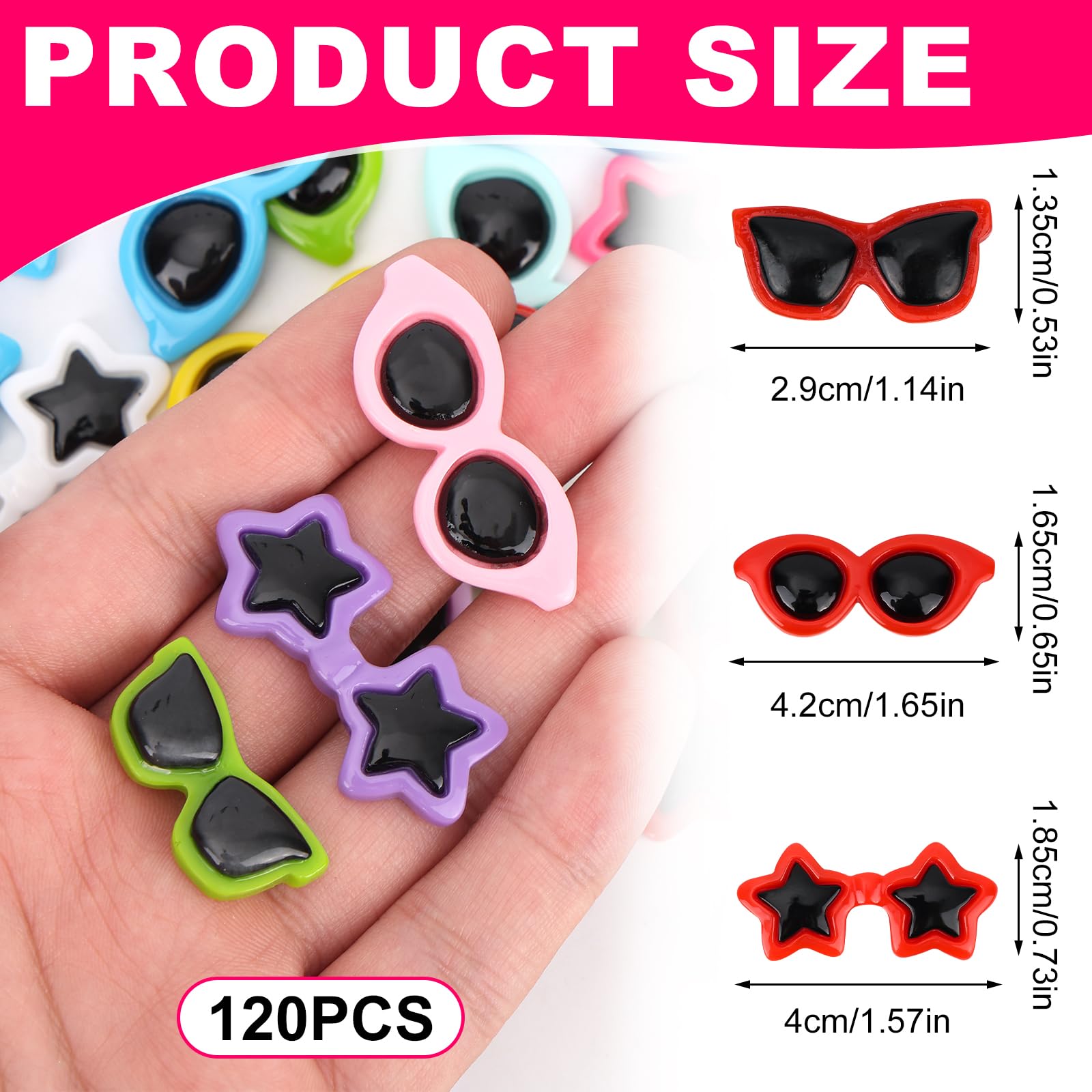 60szt Mini Okularów Przeciwsłonecznych do Rzemiosła, Kolorowe Mini Okulary Przeciwsłoneczne Płaskie Tył Żywicy Dekor DIY Etui na Telefon Akcesoria do Włosów Etui na Telefon Dekoracje
