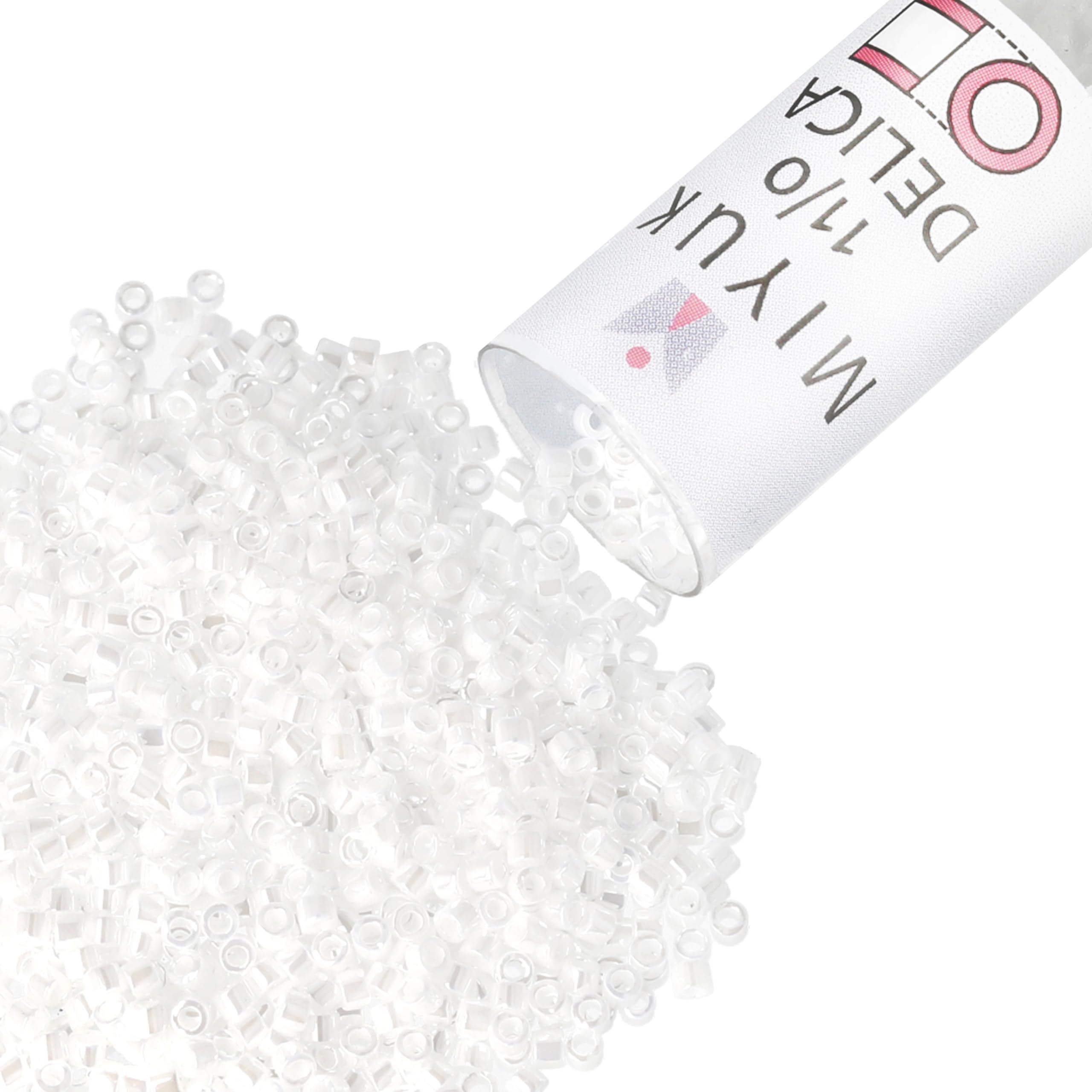 Miyuki Delica Seed Beads – Size 11/0 (1.6 mm), DB0201, White Pearl, 7.2 g, Approx. 1440 Beads, Made in Japan