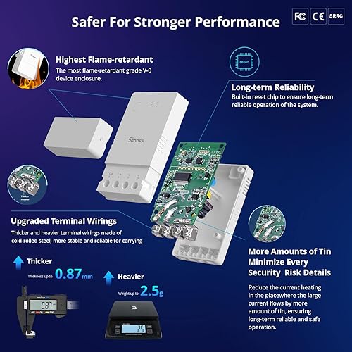 Miniatura 4 de SONOFF POWR316 Origin 16A WiFi Smart Power Meter Switch,Módulo universal DIY para Smart Home, funciona con Tienda Alexa y Google Home