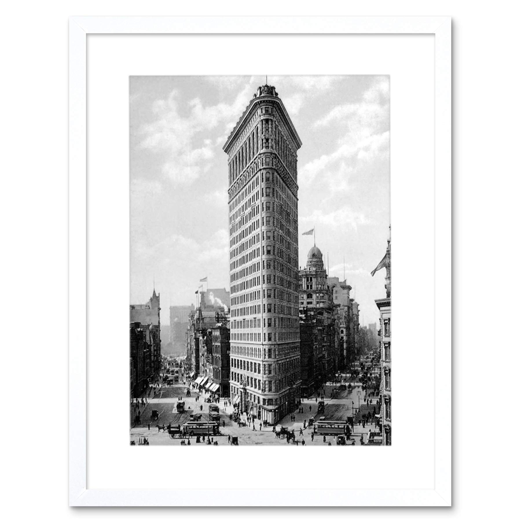 Wee Blue Coo Flat Iron Building Ny 1903 History Old Bw Photo Framed Art Print Picture F12X355