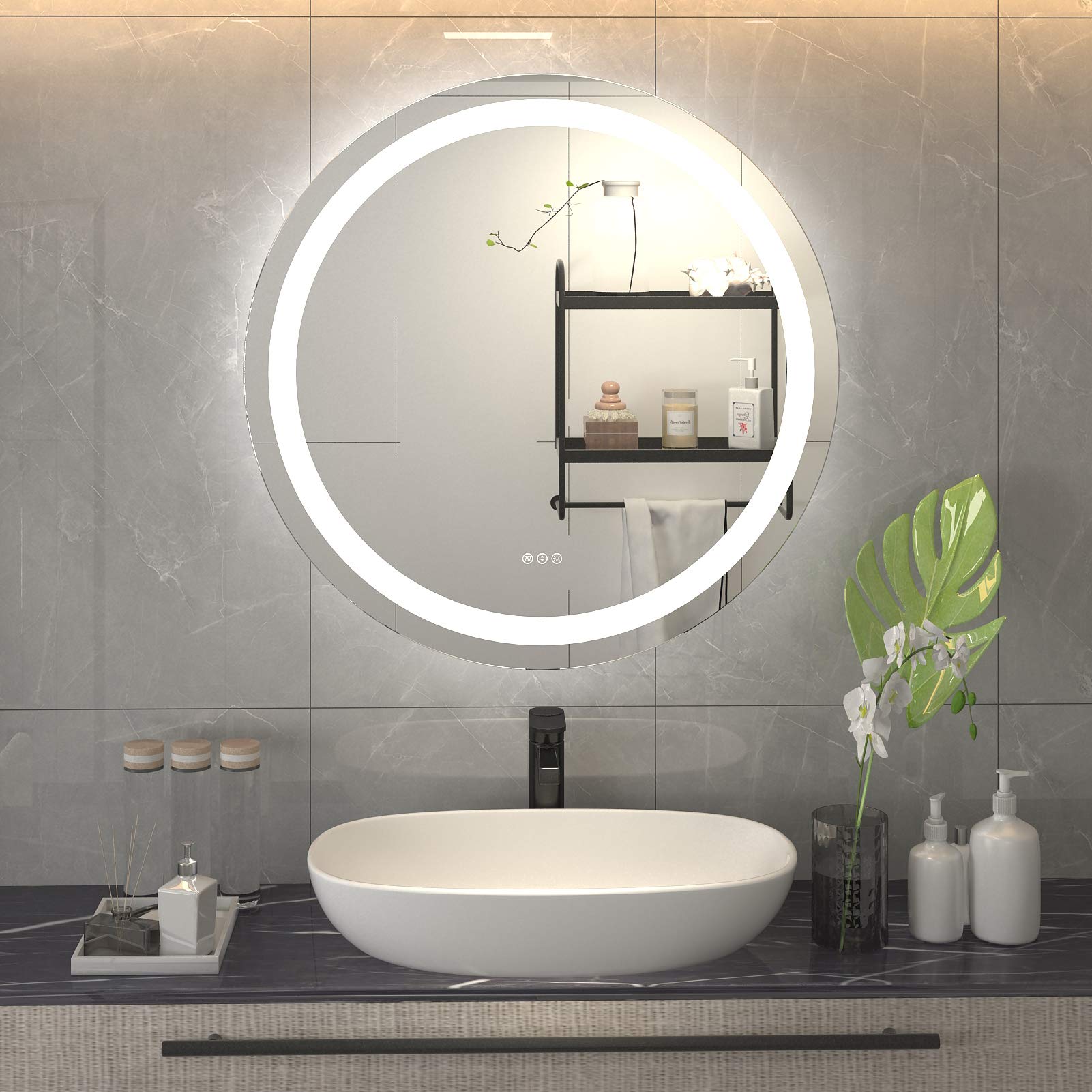 Buy Amorho Round LED Bathroom Mirror 32 Inch, Backlit + FrontLighted