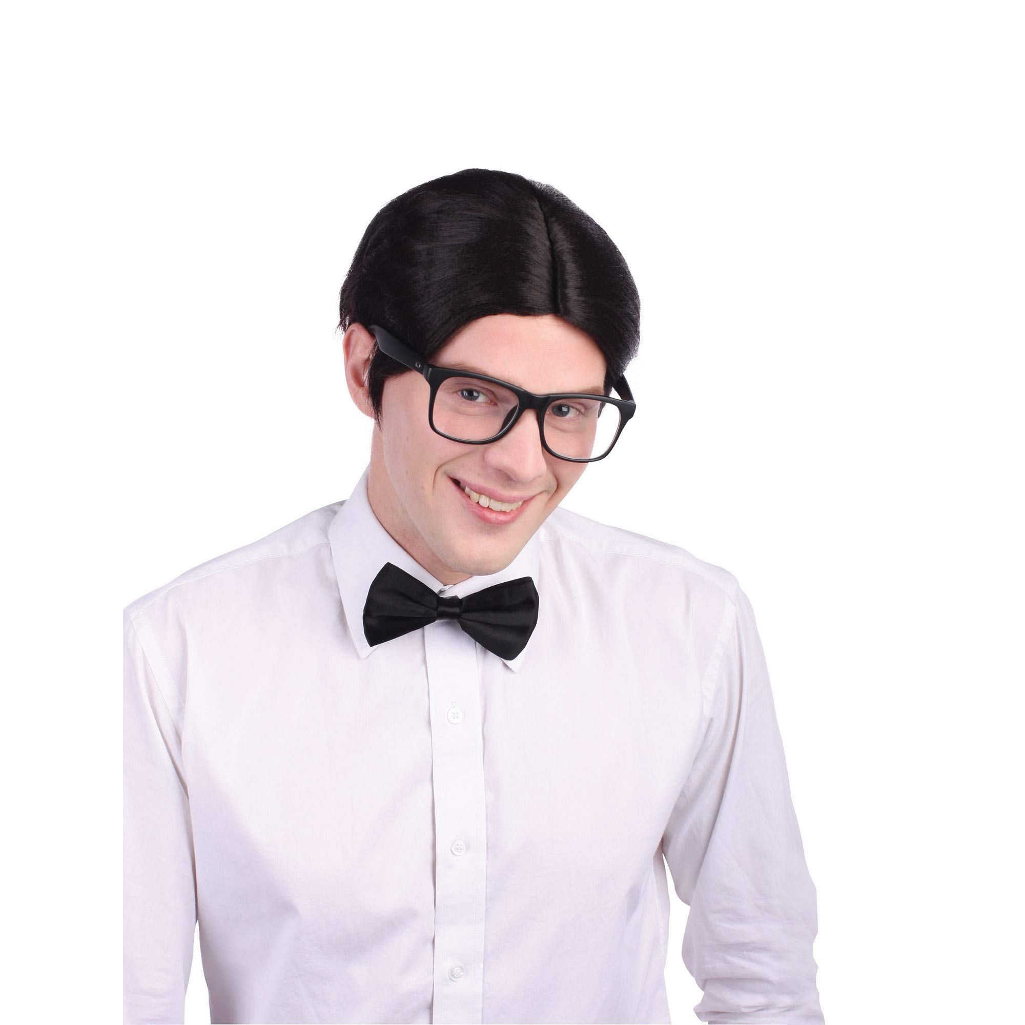 Mens Black Nerd Wig, Pack of 1 - Stylish Design, Perfect Accessory for Costumes, Festivals, Cosplay Events, & More Halloween