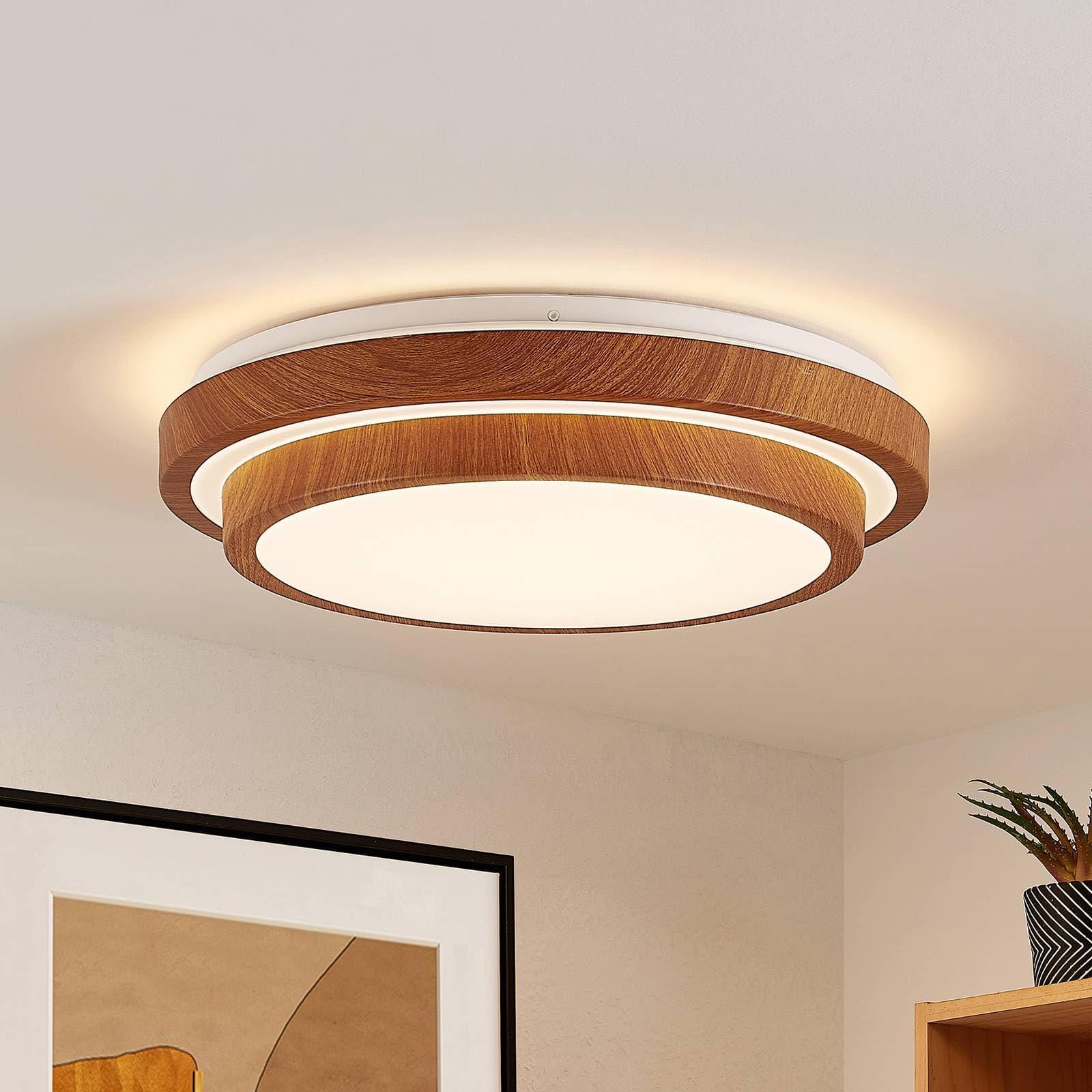 Lindby LED Lámpara de techo Vaako (Moderno) en Marrón hecho Plástico (1 llama, lámpara, plafón
