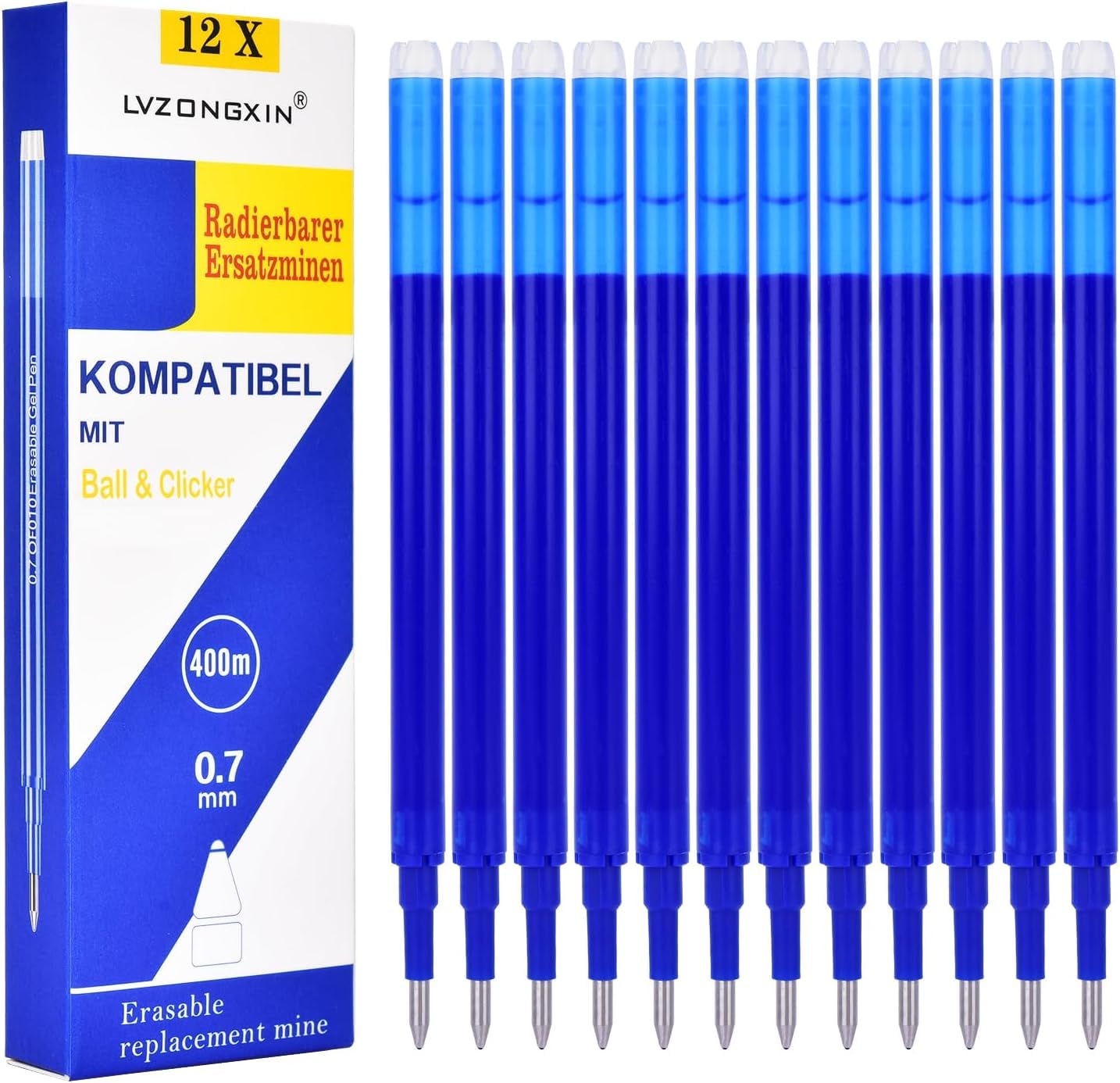 12 rode vullingen Pilot Friction compatibel XXL voor uitwisbare gelpennen kleur rode punt 0,7 schrijfstift voor school op stof en leer warmteuitwisbaar