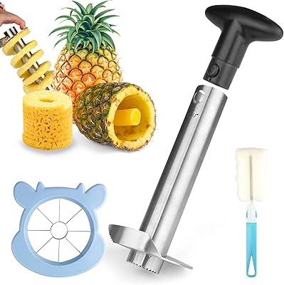 DEDU Pineapple Corer and Slicer Tool, Pineapple Cutter Corer Remover for Whole Pineapple, Heavy Duty 304 Stainless Steel F...