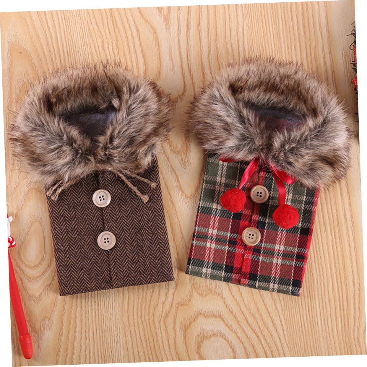 2pièces Housse de Bouteille de Vin pour Noël Décoration de Fête Pochette pour Bouteille de Vin Cadeau de Fête