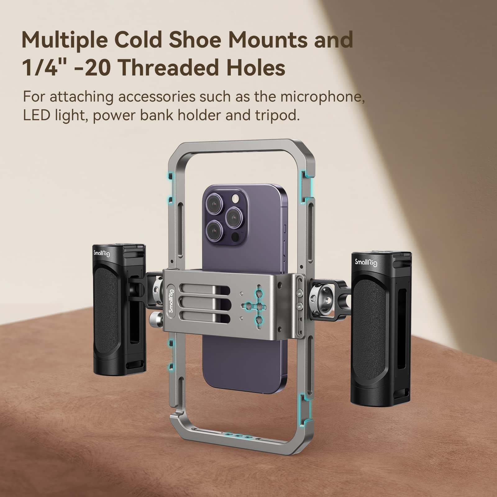 SMALLRIG Kit di Attrezzatura Video per Telefoni Cellulari Tutto in Uno per Creatori di Video Stabilizzatore Portatile in Alluminio per iPhone 17/16/15/14/13 Pro/Max e Altri Telefoni Android - 4121