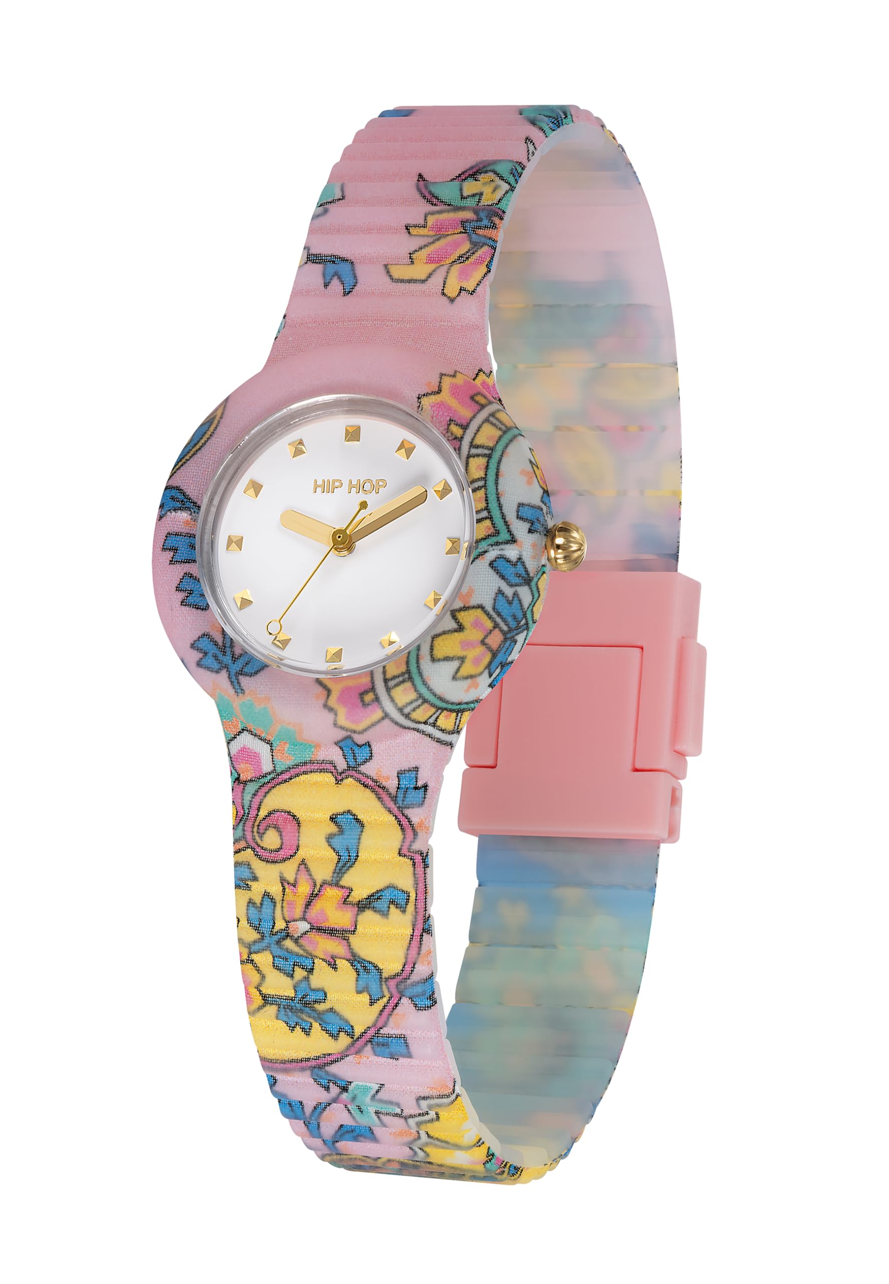 HIP HOP, Collezione Paisley, Orologio Donna con Cinturino in Silicone Ipoallergenico e Tessuti Paisley, Cassa 32 mm, Resistente all'Acqua, Lavorazione Sunray