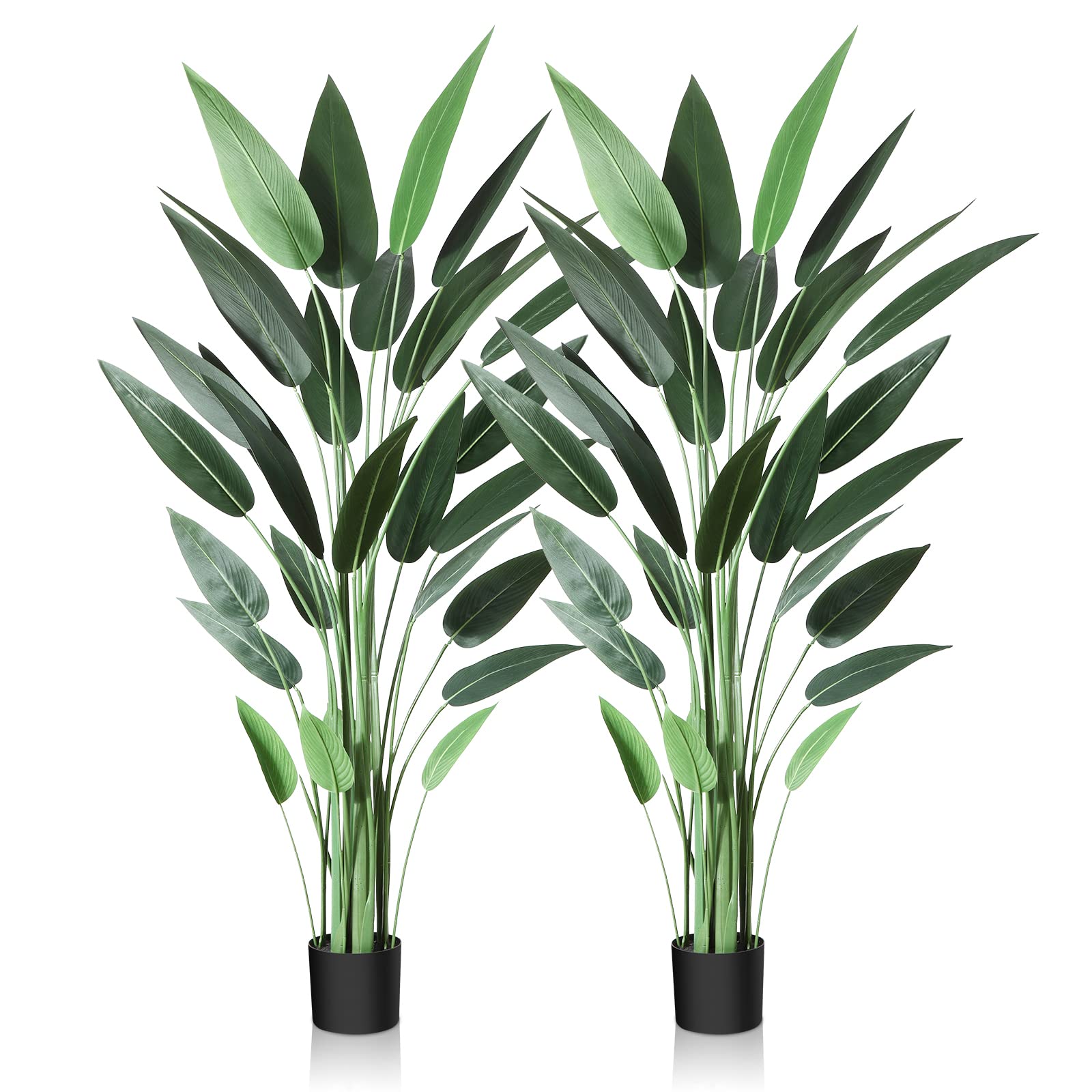 CROSOFMIArtificial Canna Lily Tree 180cm Fake Tropical Palm Tree with 25 Trunks,Perfect Large Faux Silk Plants in Pot for Indoor Outdoor Home Office Garden Modern Decoration Housewarming Gift(2 PACK)