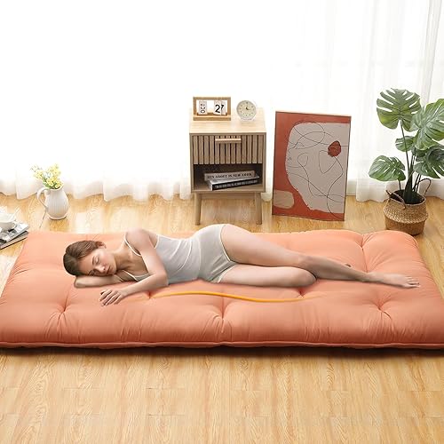 Miniatura 7 de IDEALHOUSE Colchón de futón japonés, colchón de suelo para dormir, almohadilla plegable gruesa y enrollable y tapete de tatami para dormitorio,