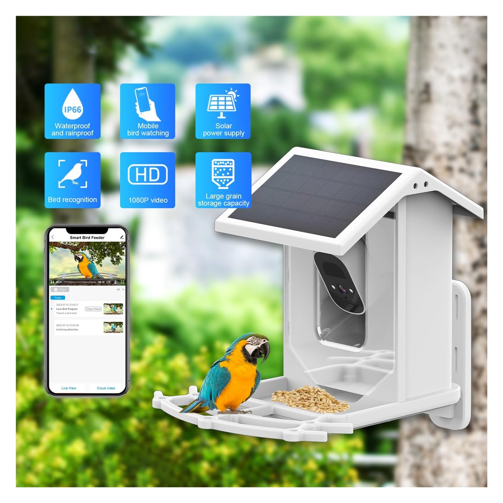 Birdbuddy ソーラールーフ付スマートバードフィーダー Birdbuddy Pro Solar