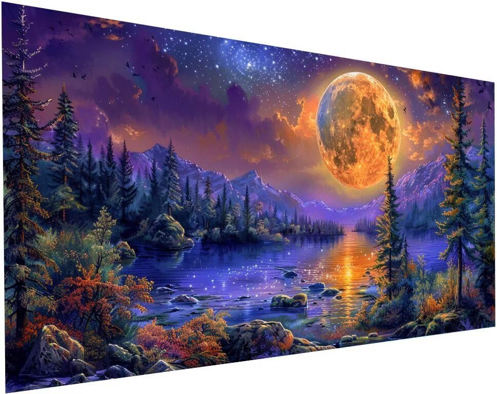 Peinture Diamant Lune 5D pour Salon : Créez Votre Propre Décoration Murale Scintillante