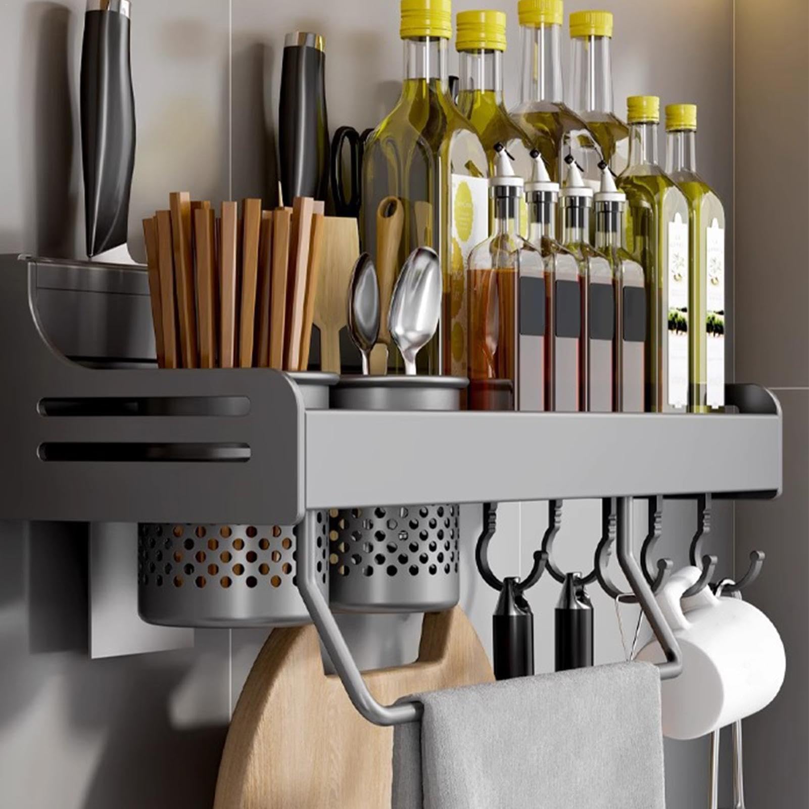 Estantes de cocina de temporada para pared, estante de exhibición de condimentos, ahorro de espacio, almacenamiento para especias y condimentos, perfecto para decoración del hogar y la cocina