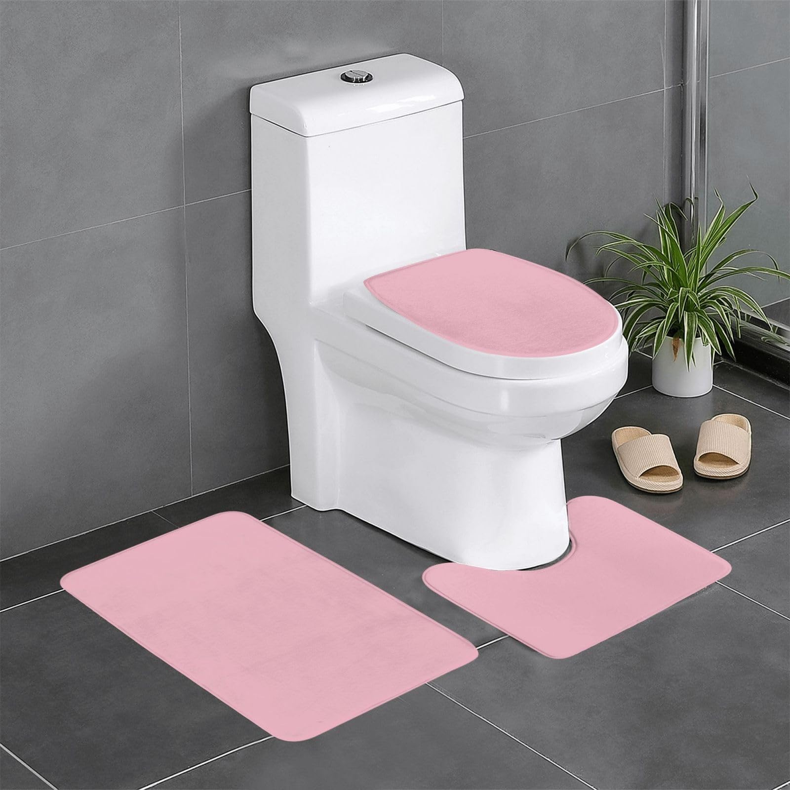 Tapis de salle de bain antidérapant rouge 61x40.6 cm lot de 3 tapis WC forme U et O