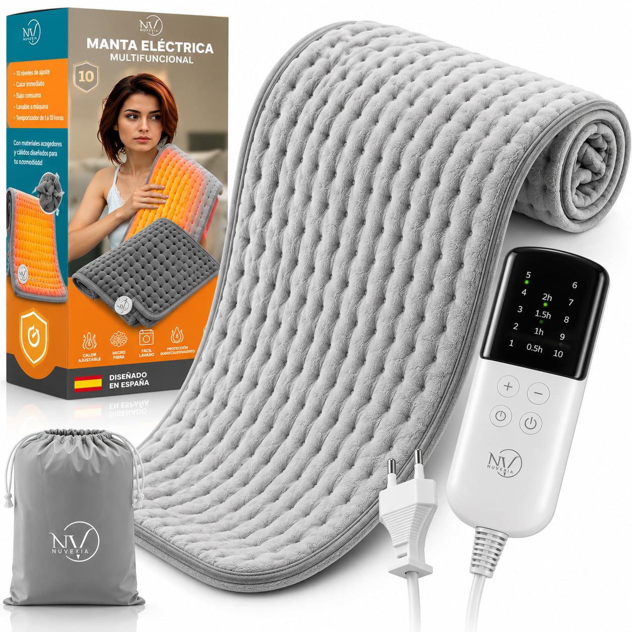 Super Premium Electric Blanket with 10 Temperature Modes + Carrying Bag Gift | Electric Lumbar Pad | Mat for Back and Neck | Thermal Blanket for Pain and Colico