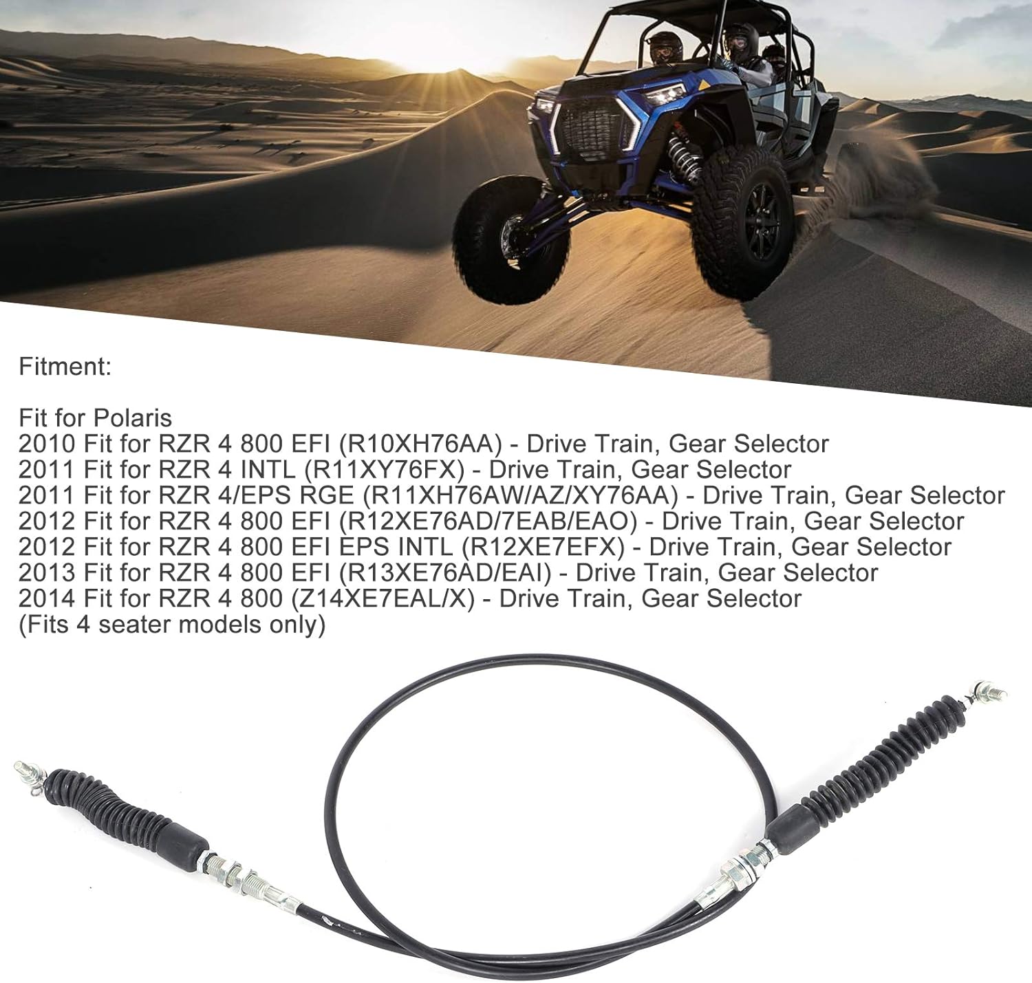 Aramox Gear Shift Cable, 168cm/66.1in Gear Shift Shifter Cable 7081591 Replacement Accessory Fit for Polaris RZR 4 800