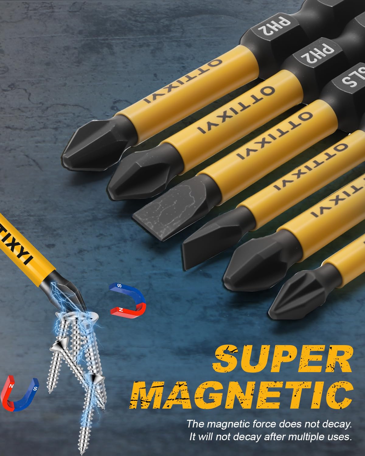 10 PCS Magnetic Screwdriver Bits Set 2 in - Phillips Bits #1#2#3 & Slotted Head & Pozidriv Bit for Impact Driver, S2 Steel 1/4" Hex Shank for Power Drill - Professional and DIY