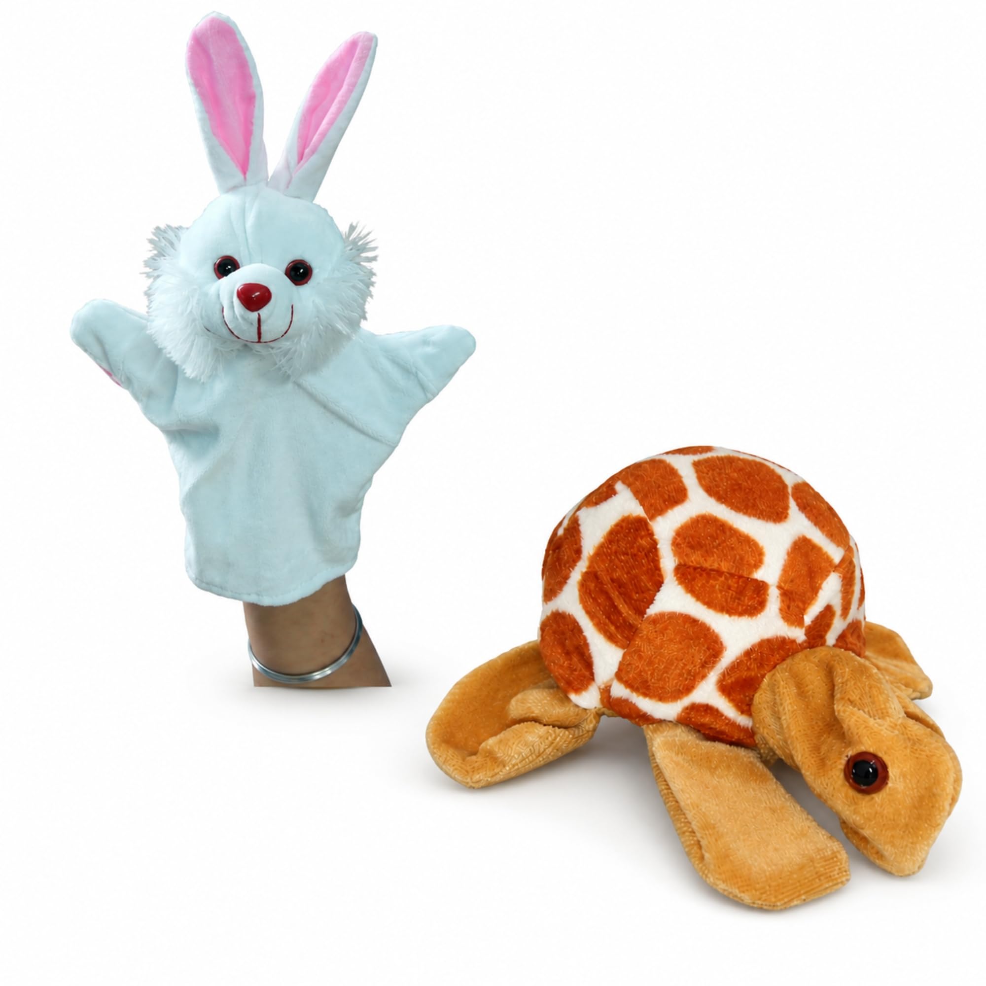 VARUSH Wild Domestic Animals & Birds Storytelling Hand Puppets - 2 pcs / Rabbit & Tortoise | Hand Puppet for Babies | Hand Puppets for Kid's Learning Playing / Gift For Kids | Puppet Toy (Rabbit & Tortoise)-image-3