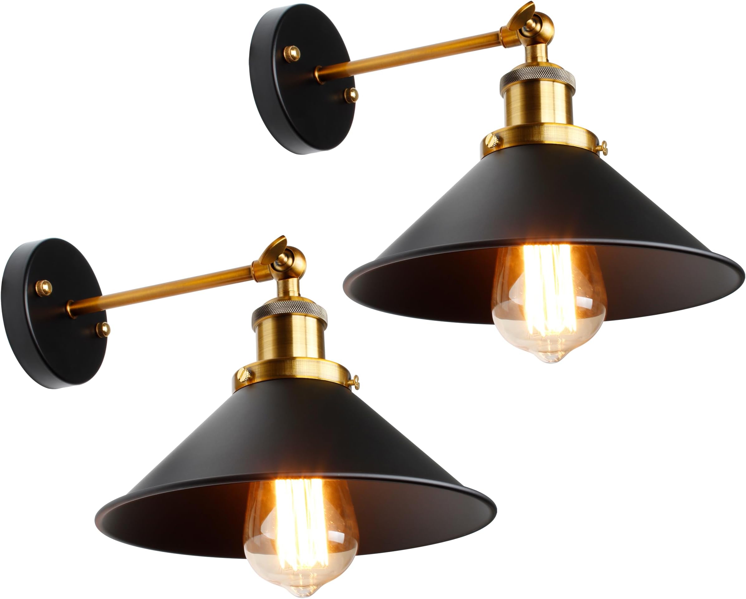 Wall Sconces Set Of 2 Industrial Wall Light Vintage Sconce Lamp Adjustable Lamp Rustic Metal Wire Cage Wall Lamp Shade Edison Style Antique Light Fixture (No Bulb) (Bronze Color Deck Box