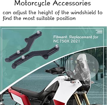 KIMISS Motorcycle Windscreen Adjuster for NC750X 2021 Adjustable Bracket Replacement Black Aluminium Bracket for Motorcycle Accessories