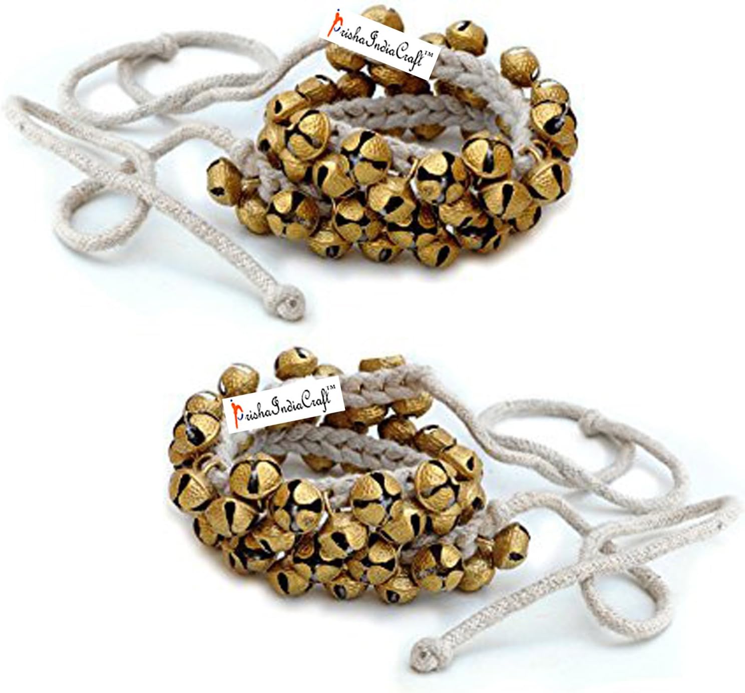Kathak Ghungroo Pair, (25+25) (16 No. Ghungroo) Big Bells Tied with Cotton Cord Indian Classical Dancers Anklet Musical Instrument