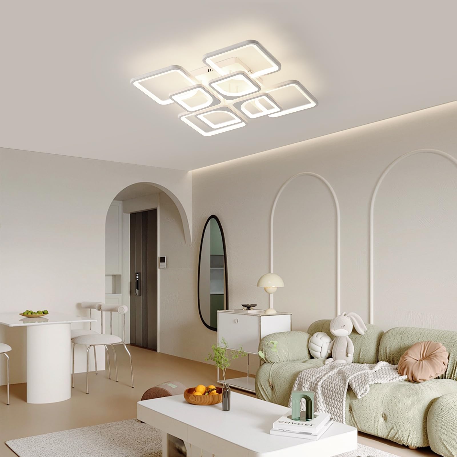 Comely Plafoniera LED Moderna, 80W Lampada da Soffitto, Lampadario LED Soffitto Dimmerabile con Telecomando e Controllo APP 8000LM 3500K - 6500K per Soggiorno, Camera da Letto, Sala da Pranzo