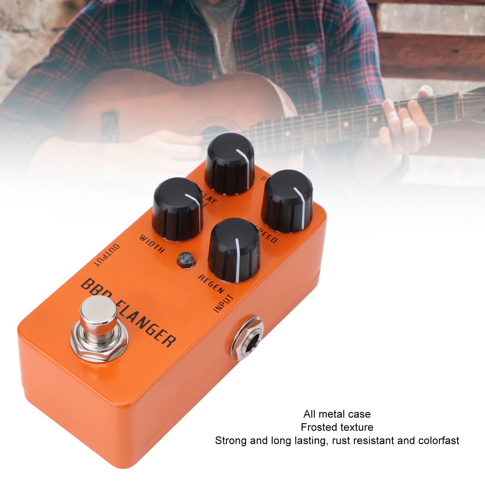 Pedale Flanger Analogico, True Bypass del Segnale Puro, Riduzione del Rumore, Luce per Basso Elettrico. Mini Pedale in Lega di Alluminio Effetti Diversi, Gamma di velocità 0,4