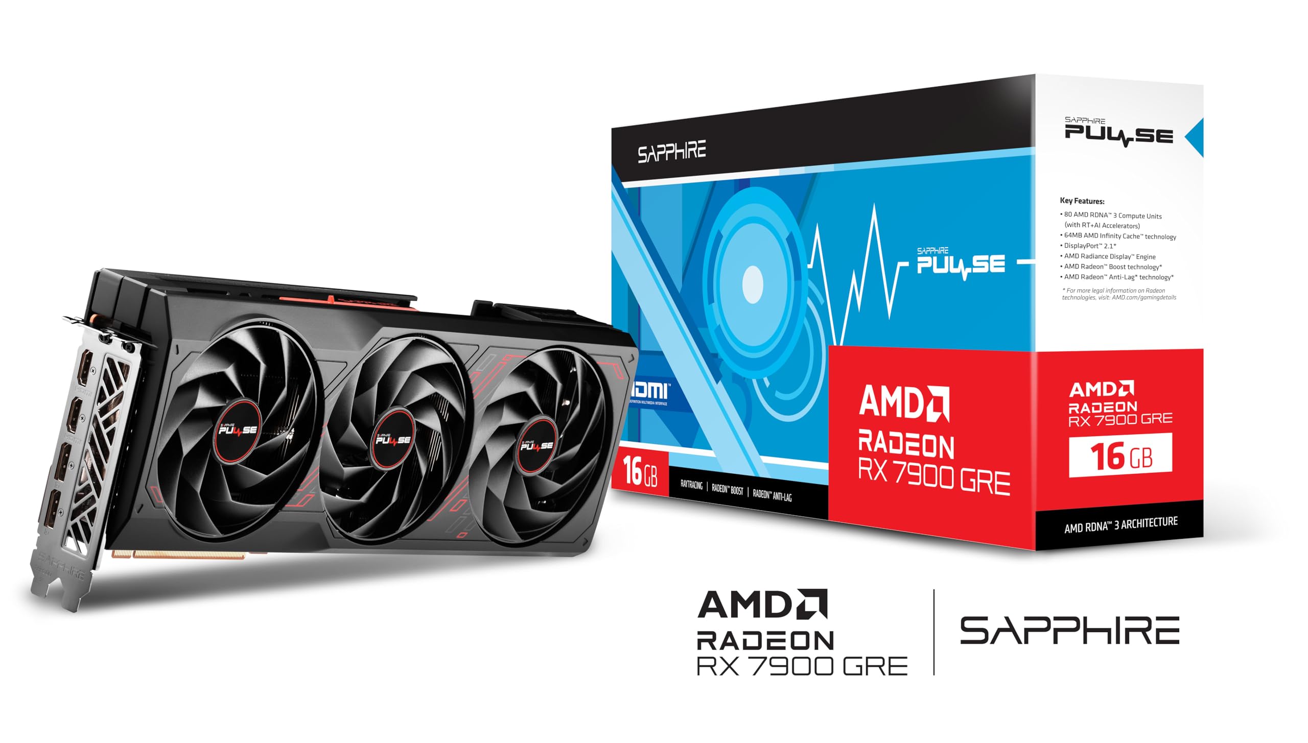 Sapphire Pulse AMD RADEON™ RX 7900 GRE Gaming OC 16GB GDDR6 Dual HDMI/Dual DP