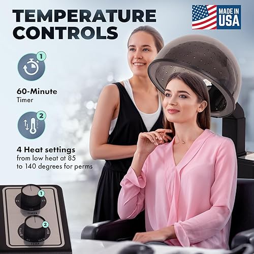 Miniatura 4 de Buy-Rite X-TRA Hot - Secador de pelo profesional con capucha de 980 W con temporizador, 4 ajustes de calor, capucha ajustable extragrande, filtro