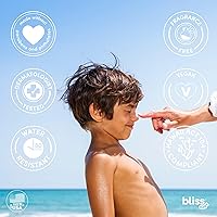 Vista 6 de Bliss Protector solar para bebés, loción mineral de protección solar SPF 50, óxido de zinc natural, hipoalergénico, no tóxico, resistente al agua