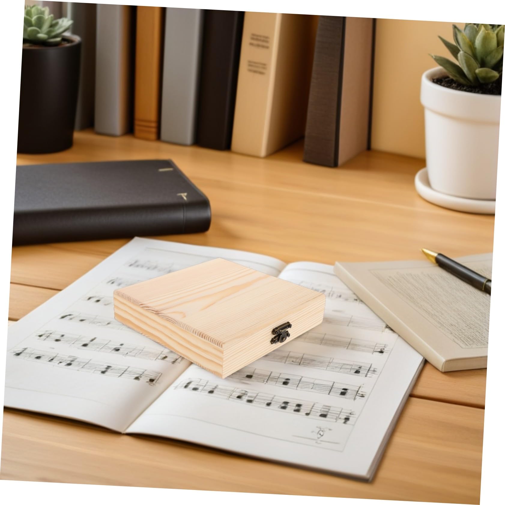 Cabilock Scatola Porta Cd in Legno Massello Quadrata 13,5x13,5x2,5 Cm Organizer Sottile Per Dvd Custodia Retrò Resistente Per Casa Ufficio Esposizione e Conservazione Multimediale