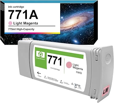 771A Ink Cartridge LM B6Y19A for HP 771 Replacement for HP DesignJet Z6200 Z6600 Z6800 Z6810 PrinterLight Magenta 775ML