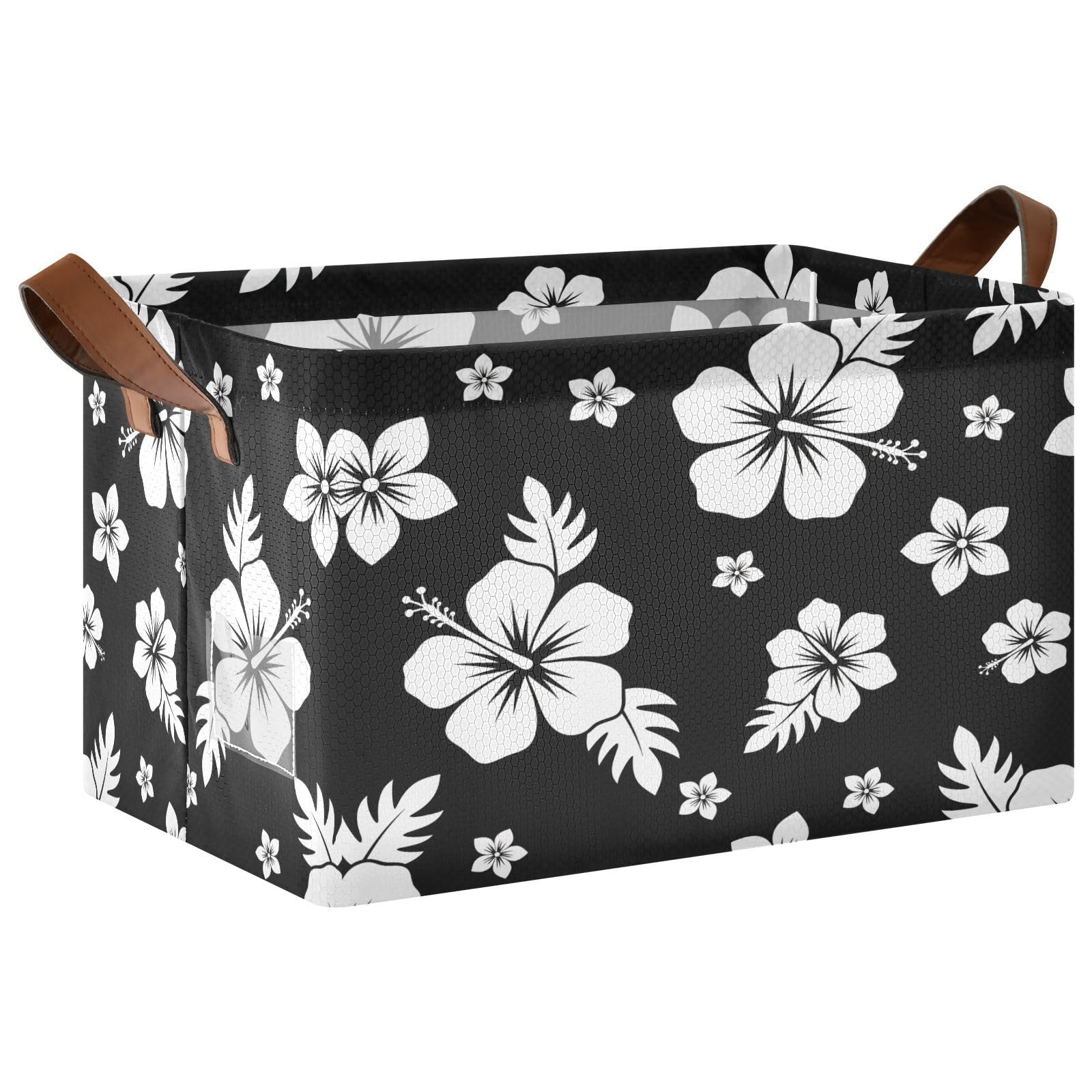 Cgiub Hibiscus Storage Basket Waterproof Foldable Storage Bin Baby Laundry Basket Closet Organiser for Nursery Decor Home Organizing
