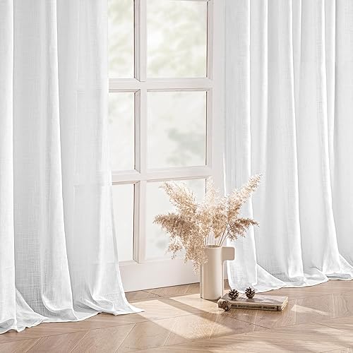 Vista 147 de MIULEE - Cortinas semitraslúcidas suaves y gruesas, textura de lino para dormitorio y sala de estar, para Navidad, con trabilla trasera y jareta, 84