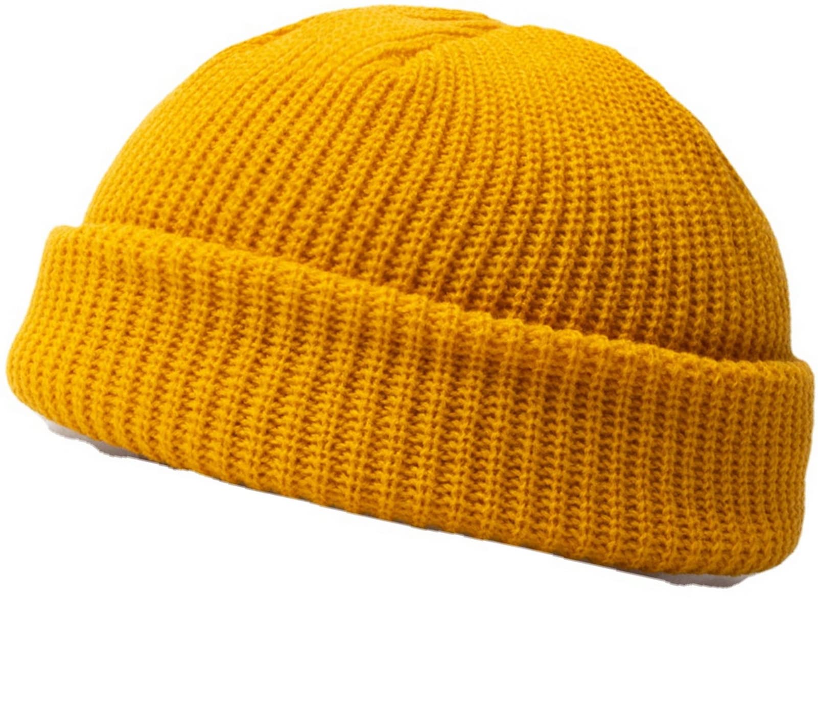Faringoto Men's Yellow Knit Cap For Wo Cuffed Beanie Winter Hats Ski Hat