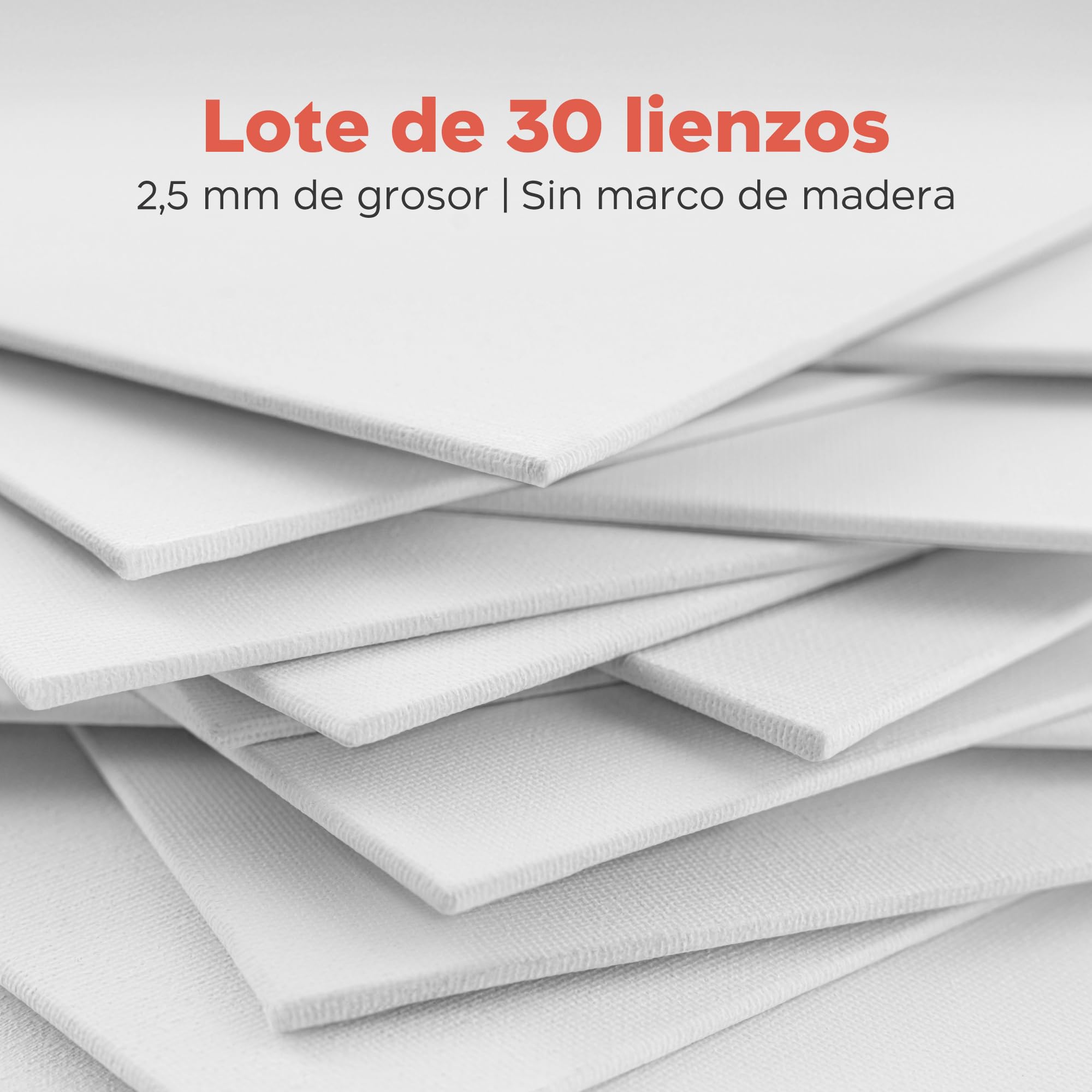 Zenacolor Lienzos Para Pintar 3 Tamaños (Set de 30) - Canvas para pintar 280 g/m² 100% Algodón - Para Pintura Acrílica, Óleo y Gouache