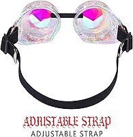 Vista 52 de Gafas de caleidoscopio retro con pinchos, gafas de cristal arcoíris steampunk estilo soldadura, gafas de cosplay punk