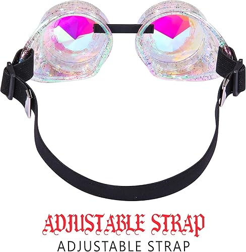 Miniatura 52 de Gafas de caleidoscopio retro con pinchos, gafas de cristal arcoíris steampunk estilo soldadura, gafas de cosplay punk