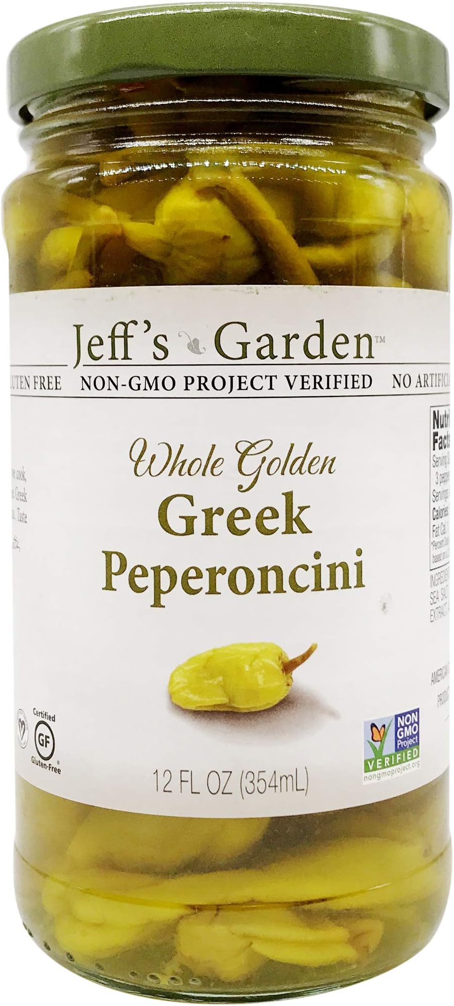 4 Set - Jeff's Garden, Peperoncini Grrek Golden Whole, 12 Ounce