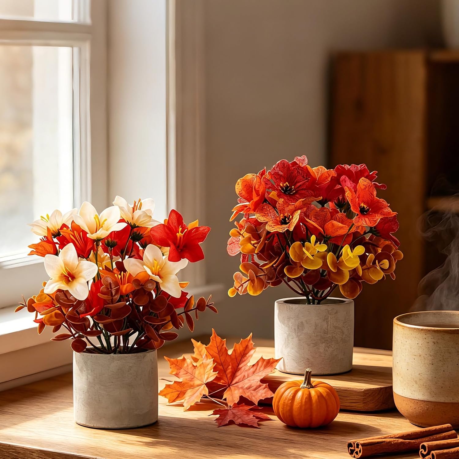 3 Pack Fall Decor for Thanksgiving Autumn Home Fireplace Holiday Decor | Artificial Fall Thanksgiving Potted Table Centerpieces Decorations for Home Shelf Desk Home Farmhouse Harvest