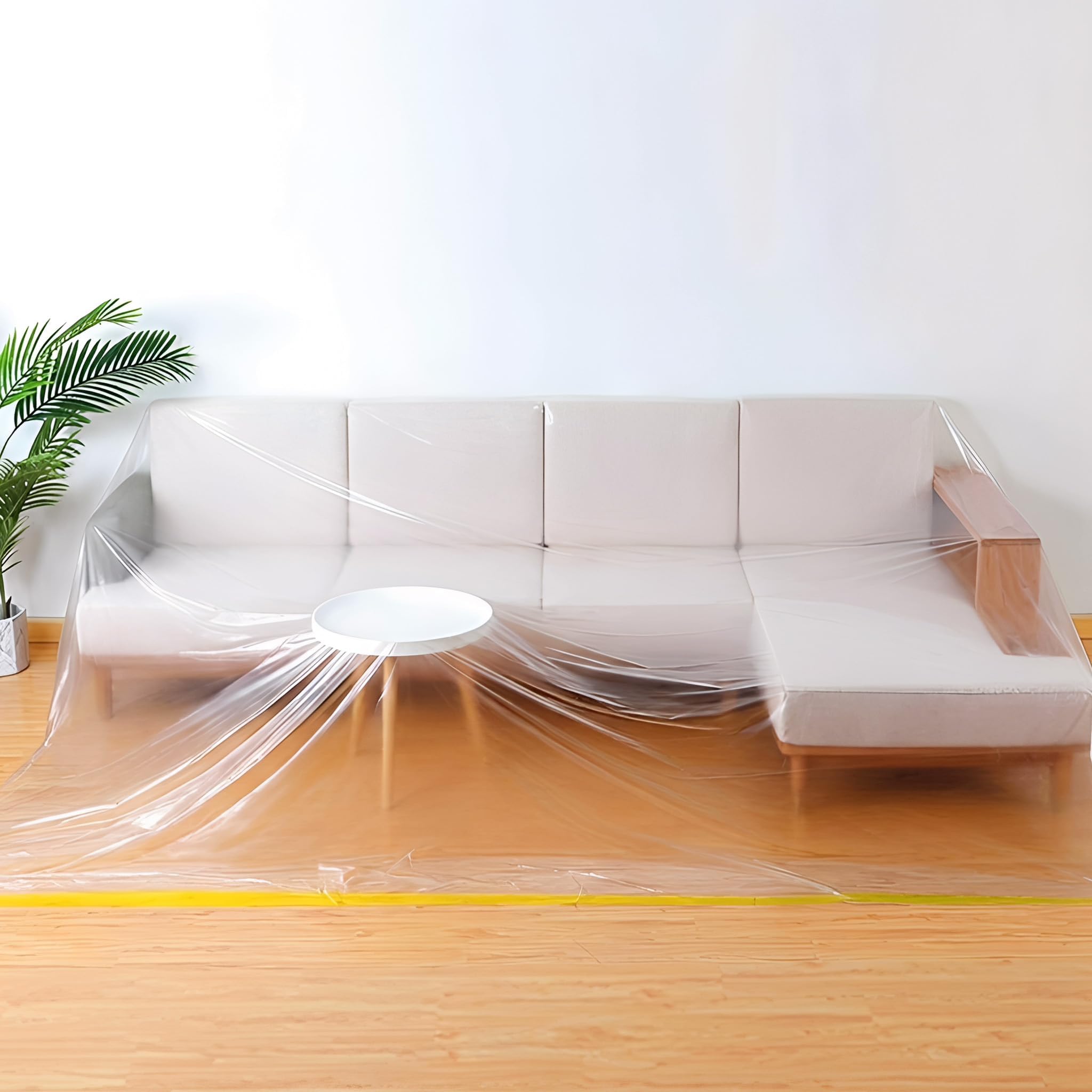 Plastic Furniture Cover, Extra Large Sofa Couch Cover Durable Waterproof Furniture Protector Dust Cover for Bed Sofa Furniture Moving or Storage JJZ21 (Clear, 144/12ft)
