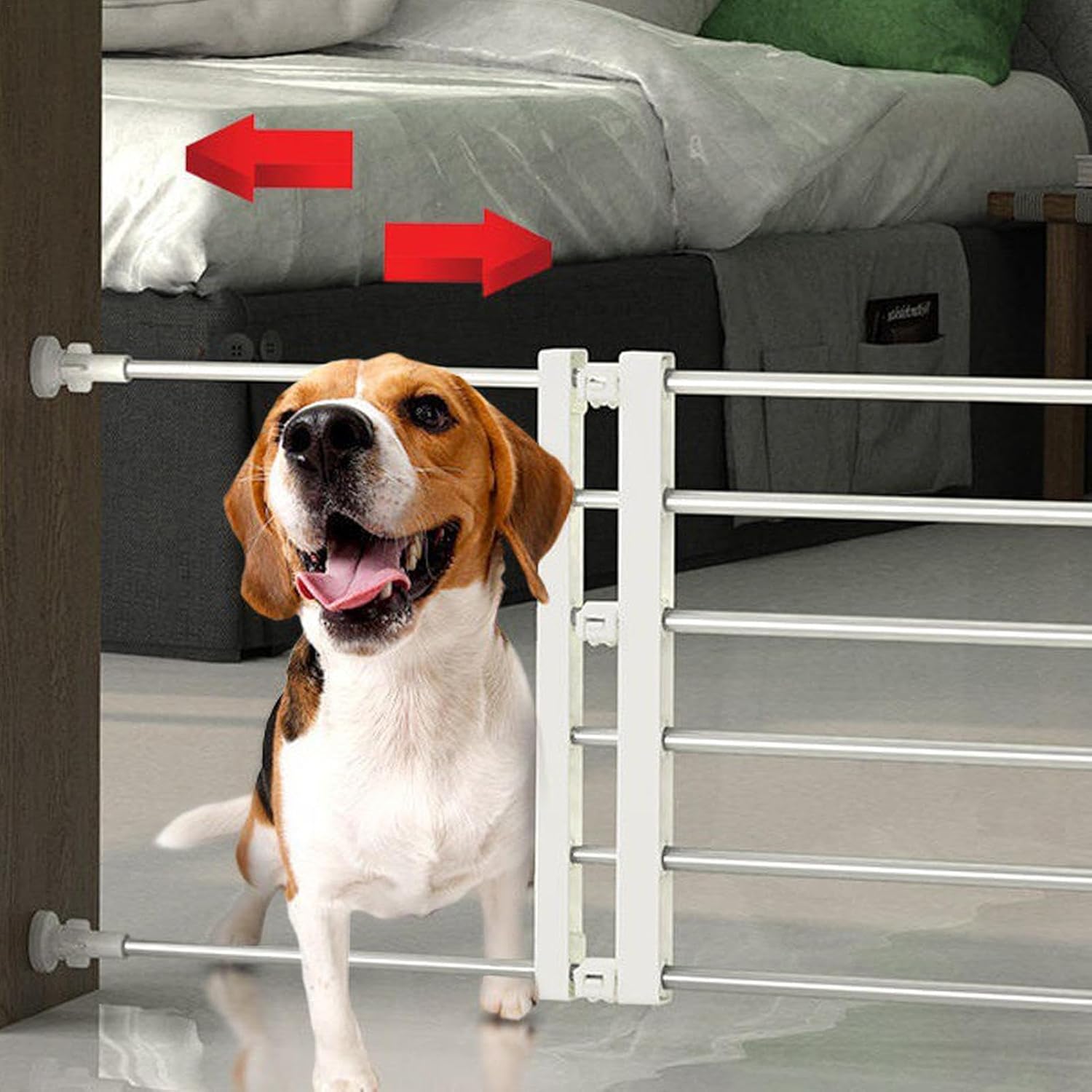 Generic Retractable Short Dog Door - Pet Guard Gate, Adjustable Metal Pet Gate, Easy Install, No Drilling, Stable & Durable, Suitable for Small to Medium Dogs, White & Black, Steel & PP Material
