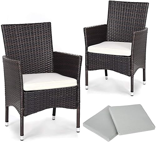 Miniatura 4 de COSTWAY Sillón de patio para exteriores, moderno, mimbre de ratán de polietileno, juego de sofá W (mezcla marrón con 2 fundas de cojín), marrón,