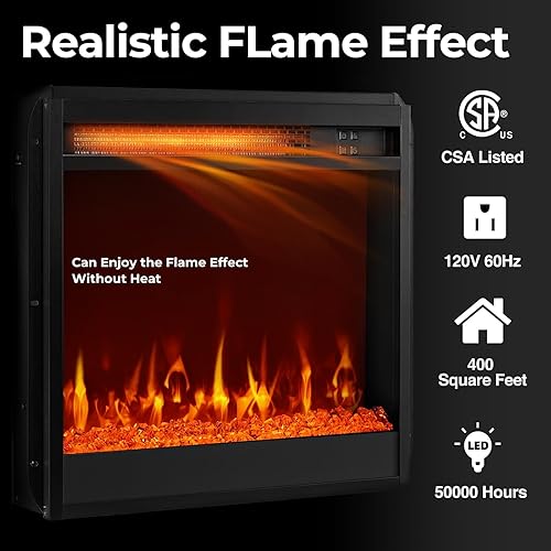 Miniatura 9 de Rolanstar Fireplace TV Stand with Led Lights and Power Outlets, Entertainment Center with Electric Fireplace, Swivel TV Stand Mount for 45/55/60/65