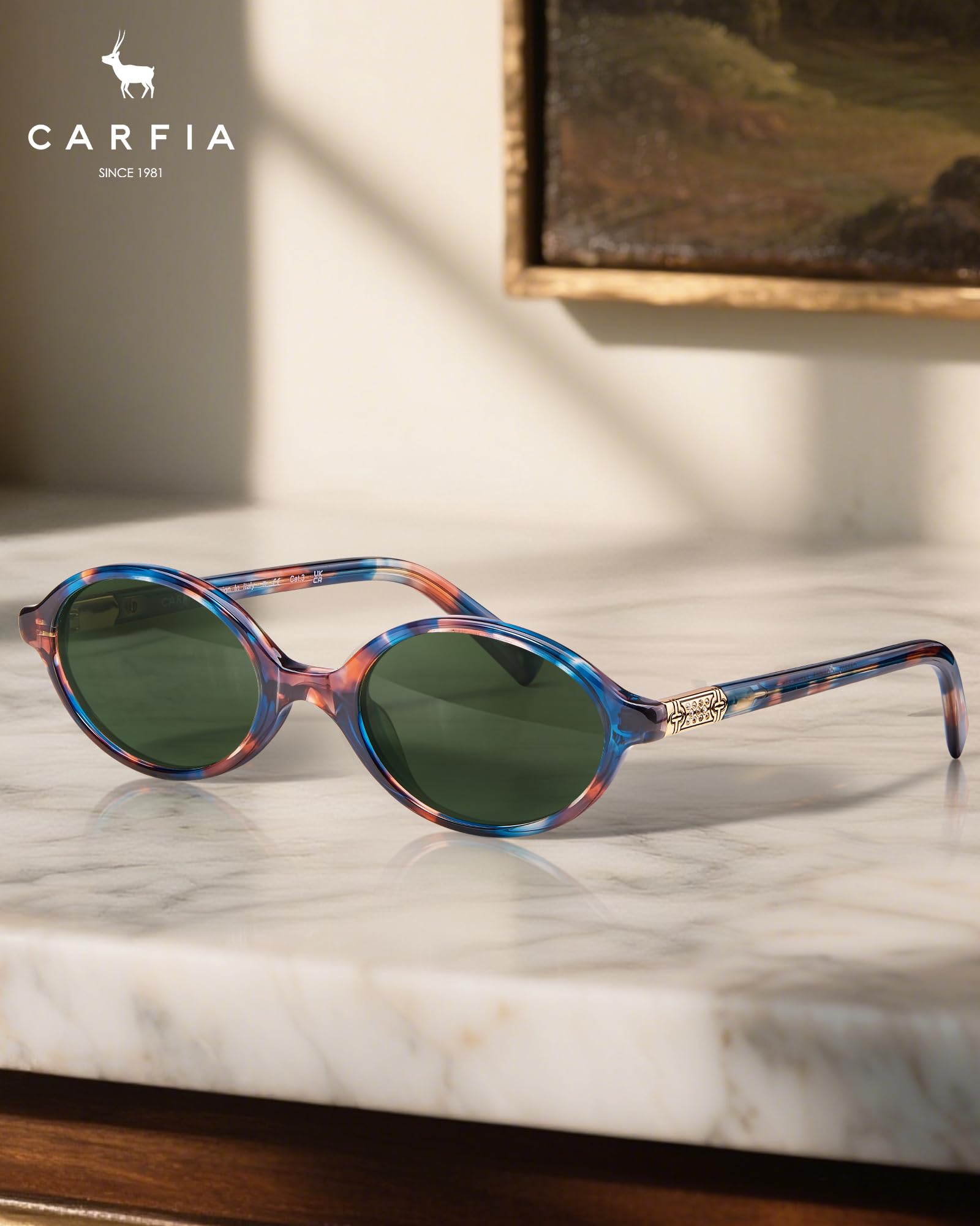 CARFIA Damen Sonnenbrille Polarisierten 99.99% UV-Schutz Gläsern Schmaler Acetat Rahmen Trendige Ovale Sonnenbrille CA6602