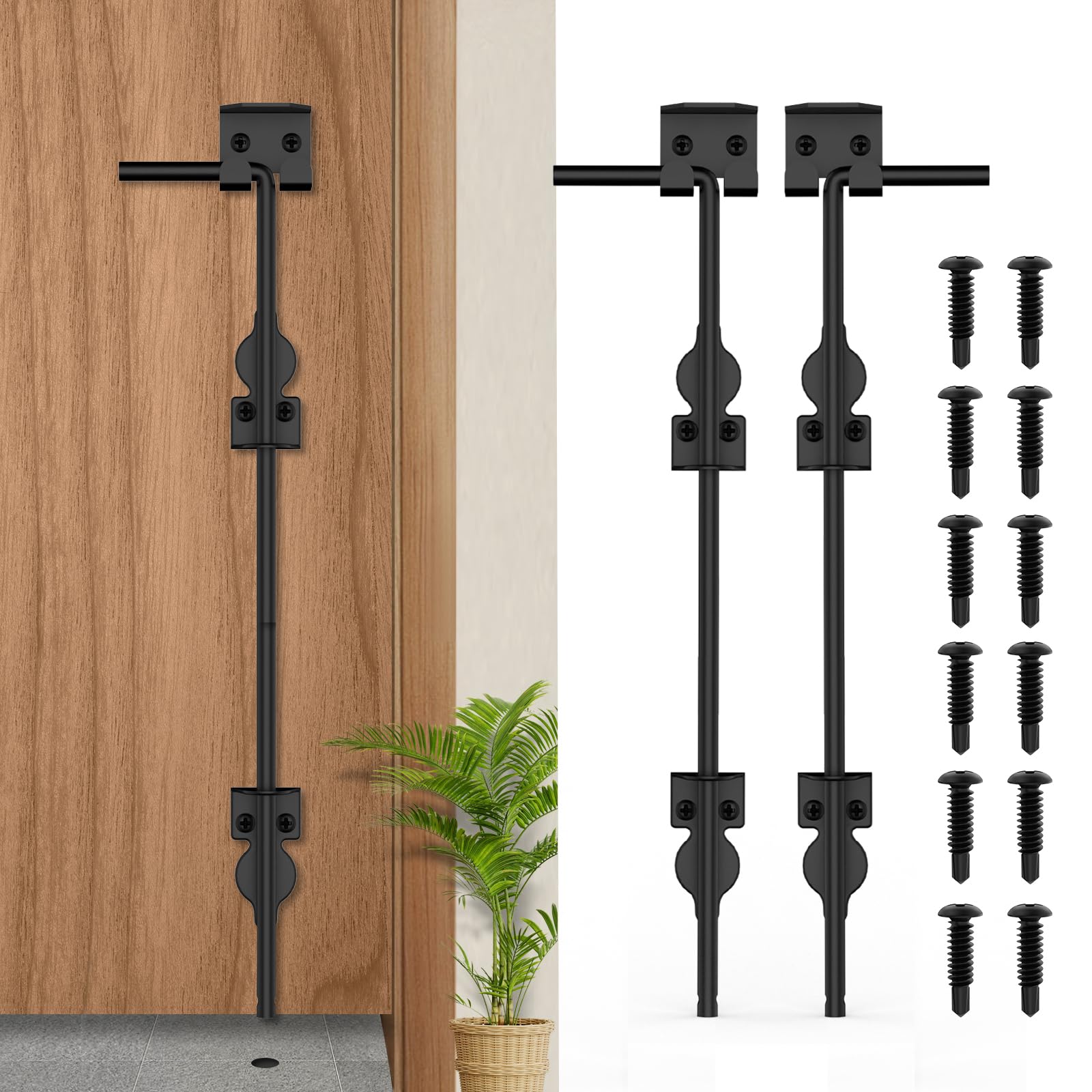 Photo 1 of ***FACTORY SEALED***AHYYN 24" Cane Bolt Heavy-Duty Drop Rod for Gate, Heavy Duty Gate Latch for Wooden Fence Metal Gates, Vinyl Fence Gate Land Latch, Floor Latch for Fixing Door to The Ground, Black Coating, 2 Pack