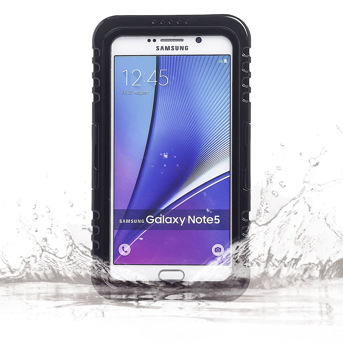 Galaxy Note 5 Waterproof Case, Vcloo® 20ft Full Sealed Galaxy Note 5 Waterproof Case, Dust Proof, Snow Proof, Shock Proof Case, Heavy Duty Protective Carrying Cover Case for Galaxy Note 5 (Black)