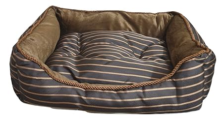 Foodie Puppies Soft & Light Weight Designer Luxurious Bed for Dogs/Cats (Stripe Brown, Large - 25